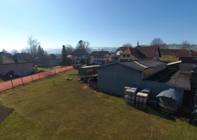 Eigentumswohnungen Bünzen Bunzina 3 Perlen Freiamt Neubauprojekt City Bau St. Gallen Aussenansicht Drohnenaufnahme Drohnenbild Grundstück Lage hoher Baustandard Bild 3